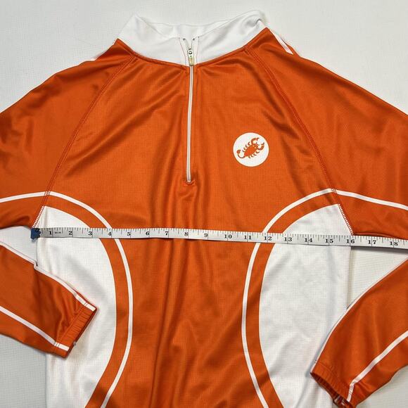 Castelli Cycling Jersey Long Sleeve Medium Orange White Polyester Road Bike Top - Picture 7 of 9
